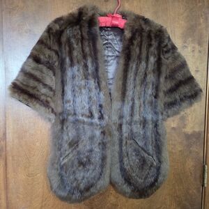 Vintage Brown Mink Stole Wrap, Shawl. Lined Pockets. Statement Piece OS
